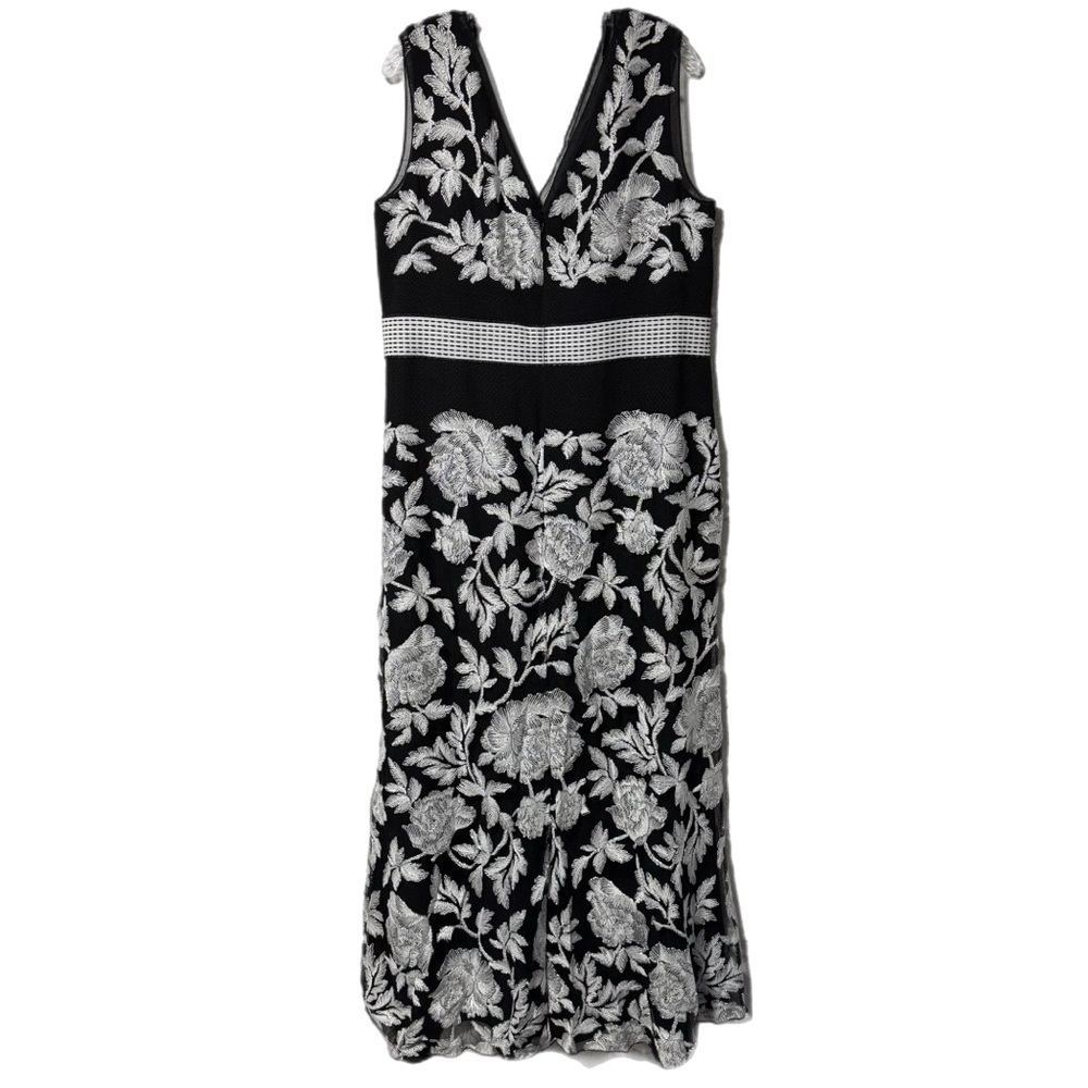 Tadashi Shoji Sentei Gown Ivory Black Embroidered Floral Formal Dress 20Q READ - Picture 5 of 16